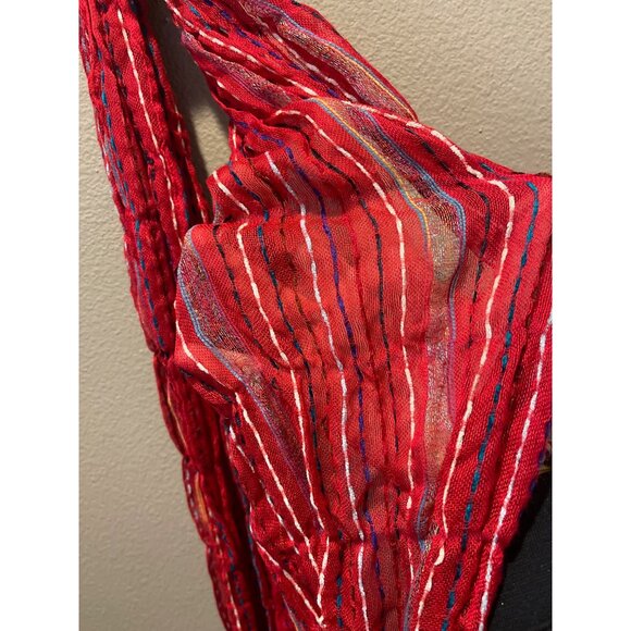 Faded Glory Red Bohemian Scarf Fringed Casual Scarf NWT Women's Size - Picture 3 of 5